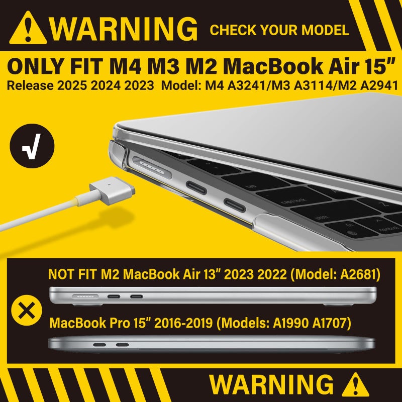 آي بينزر IBenzER متوافق مع 2025 2024 2023 MacBook Air 15 بوصة حافظة M4 A3241 M3 A3114 M2 A2941 حافظة صلبة وغطاء لوحة مفاتيح ونوع C لجهاز Mac Air 15.3 بوصة شاشة عرض شبكية العين السائلة واضحة AT15-CYCL+1TC - Image 3